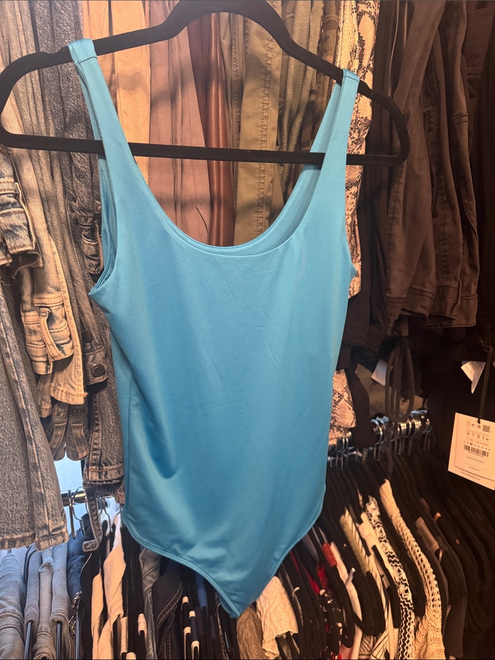 Abercrombie & Fitch Scoop Neck Bodysuit - Turquoise Blue